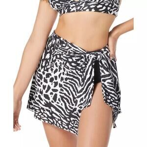 Coco Reed Contours Sarong Skirt Bikini Bottom Size XL Black Animal Print New